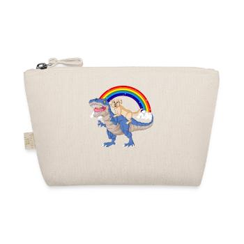 Skurriler Dinosaurier & Golden Retriever Rainbow - Bio-Täschchen - Natur - Vorne