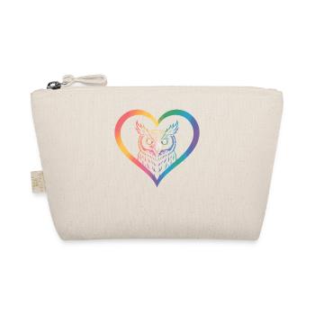 Regenbogen Eulen Herz Design - Bio-Täschchen - Natur - Vorne