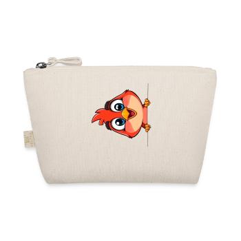 Playful bird pendant with big eyes - Organic Pouch - nature - Front