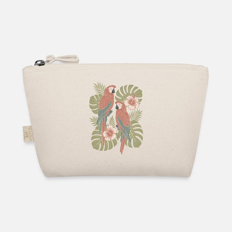 Parrot Bird Boho Floral Exotic Blooms Organic Pouch