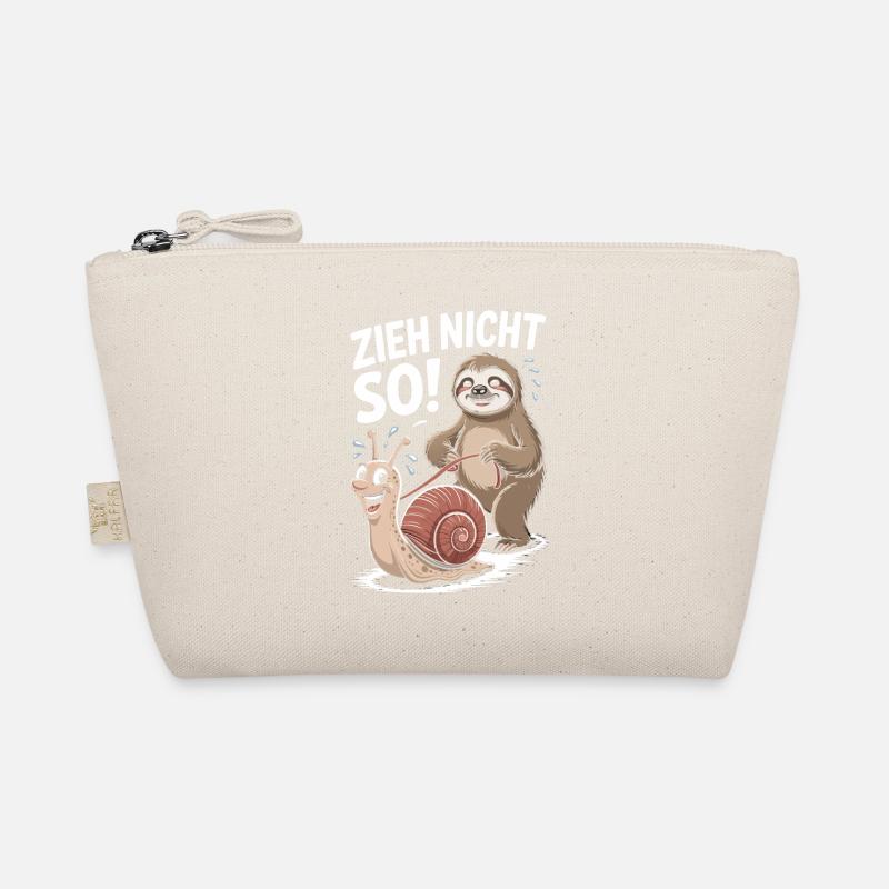 Faultier zieht lustige Schnecke Cartoon - Bio-Täschchen - Natur