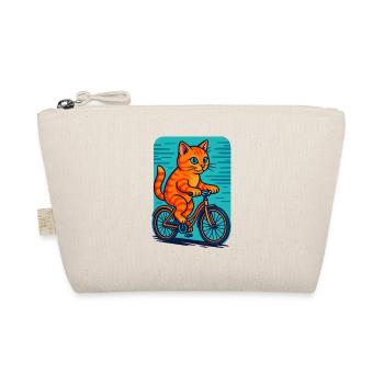 Verspielte orange Katze, die Fahrradillustration fährt - Bio-Täschchen - Natur - Vorne
