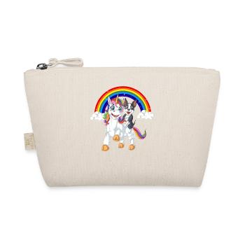 Bunter Einhorn und Boston Terrier unter Regenbogen - Bio-Täschchen - Natur - Vorne