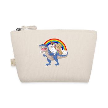 Dinosaur Unicorn  Golden Doodle Rainbows Design - Organic Pouch - nature - Front