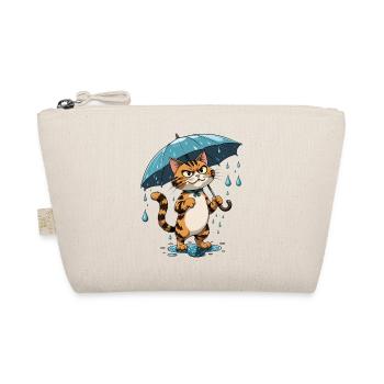 Kitten with umbrella in the rain - Organic Pouch - nature - Front