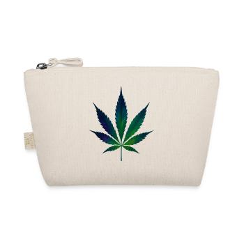 Hanfblatt im Polarlicht-Look - Cannabis - Weed - Bio-Täschchen - Natur - Vorne