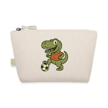 Happy dinosaur with soccer ball - Organic Pouch - nature - Front