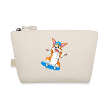 Corgi Skateboarding Fun – Perfekte Geschenk-Vibes - Bio-Täschchen - Natur - Vorne