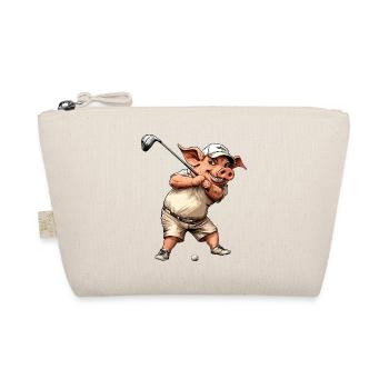 Pig Golfer / Golf Pig - Organic Pouch - nature - Front
