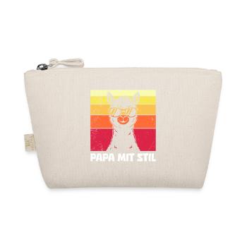 Vaterschaft PAPA MIT STIL Retro Lama Lustiges - Bio-Täschchen - Natur - Vorne