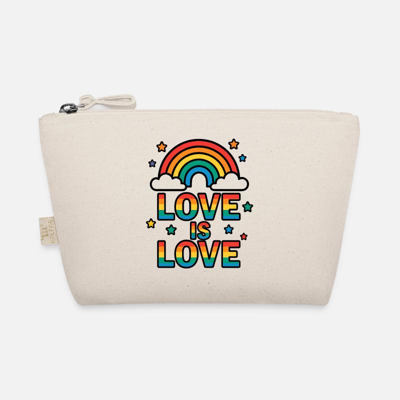 Bunter Regenbogen mit Liebesbotschaft - Bio-Täschchen - Natur