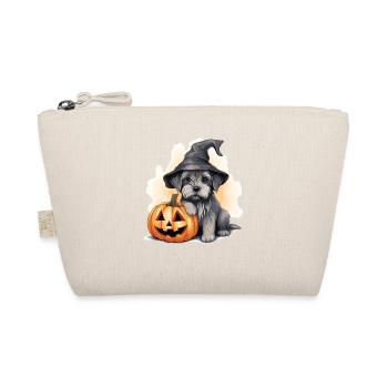 Halloween Witch Hat Pumpkin Dog Miniature Schnauzer - Organic Pouch - nature - Front