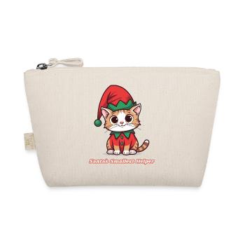 Weihnachtsdesign Katze – Santa’s Smallest Helper - Bio-Täschchen - Natur - Vorne