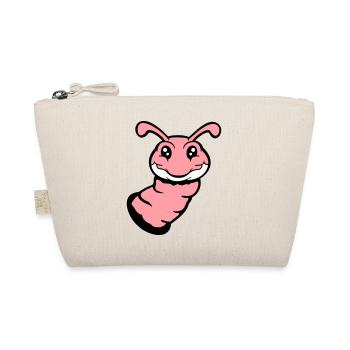 Caterpillar peeks out of hole smiles sweet worm comic fun - Organic Pouch - nature - Front