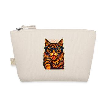 Vibrant Cat Illustration with Glasses, Love Cats  - Organic Pouch - nature - Front