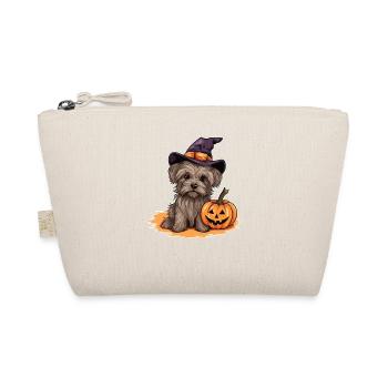 Halloween Witch Hat Pumpkin Dog Yorkshire Terrier - Organic Pouch - nature - Front