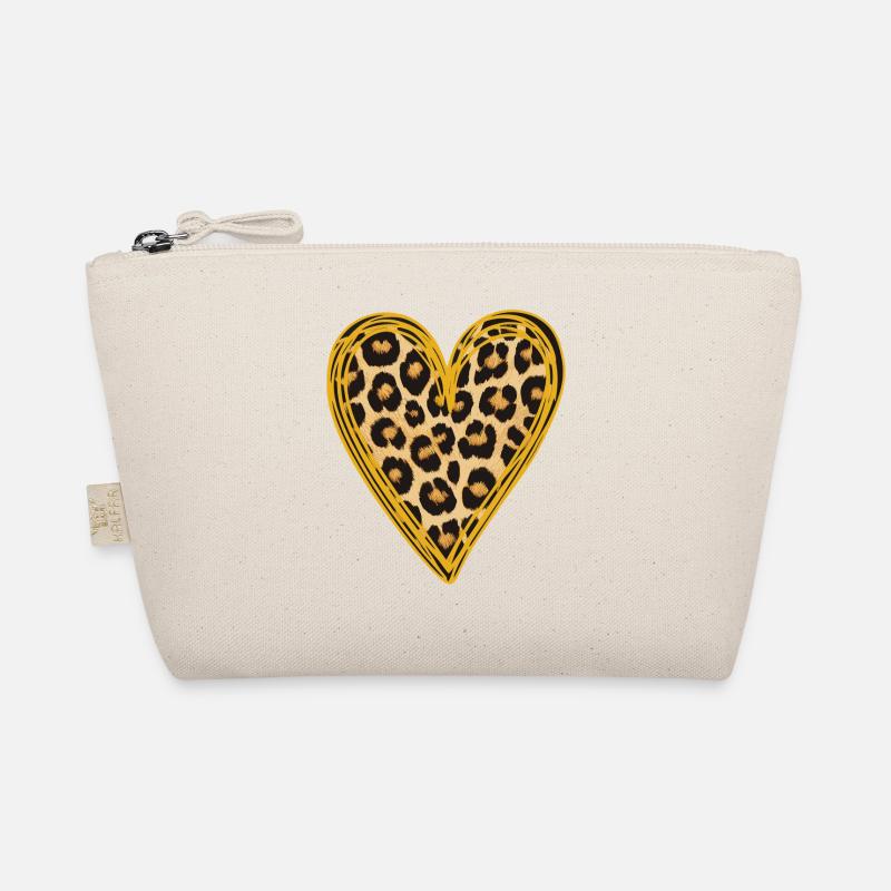 Cœur imprimé léopard Amour de la Saint-Valentin Trousse biologique