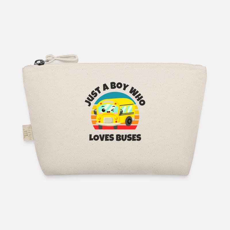 Junge, der Busse liebt Kawaii Retro Schulbus Bio-Täschchen