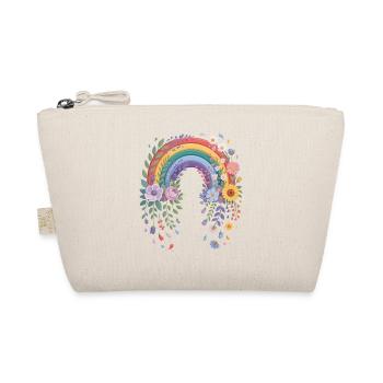 Verspielter Regenbogen mit Blumen - Bio-Täschchen - Natur - Vorne