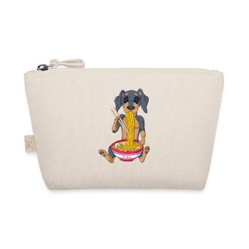 Funny Dachshund Eating Ramen Noodles Cartoon - Organic Pouch - nature - Front