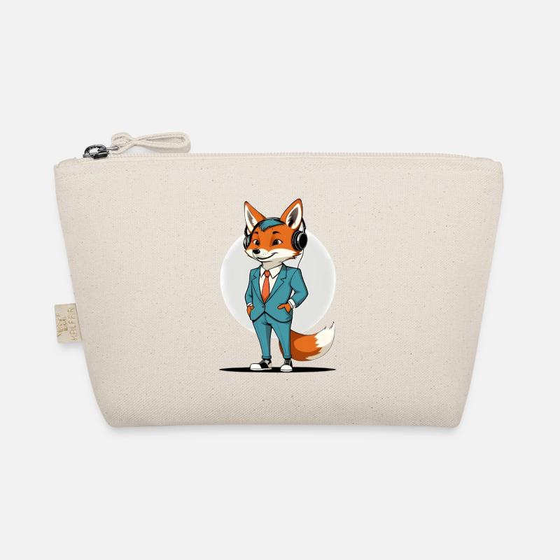 Fuchs im Anzug mit Kopfhörern Bio-Täschchen