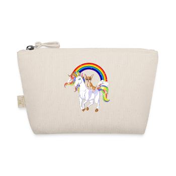 Chihuahua Riding Unicorn - Organic Pouch - nature - Front
