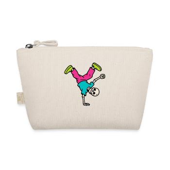 Neon Breakdancing Skeleton Retro Hip-Hop - Bio-Täschchen - Natur - Vorne