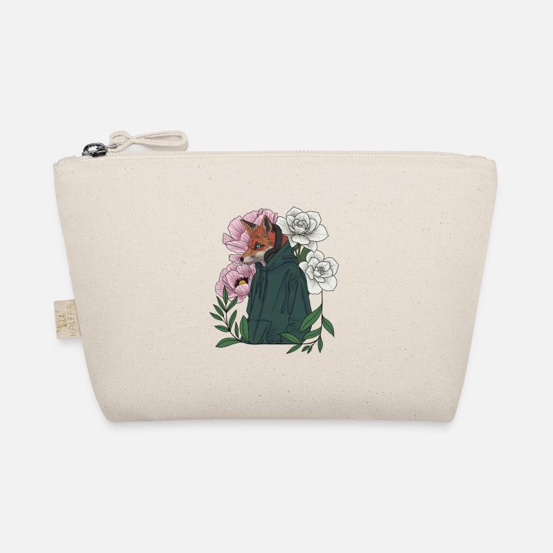 Fuchs mit Blumen und Hoodie Bio-Täschchen