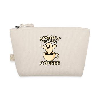 Spooky Coffee Motif with Cuddly Spirit - Organic Pouch - nature - Front
