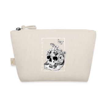 Floral Skull Tattoo Style Design, Red to Bloom - Organic Pouch - nature - Front