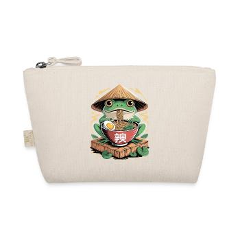 Cheerful ramen frog with rice straw hat and - Organic Pouch - nature - Front