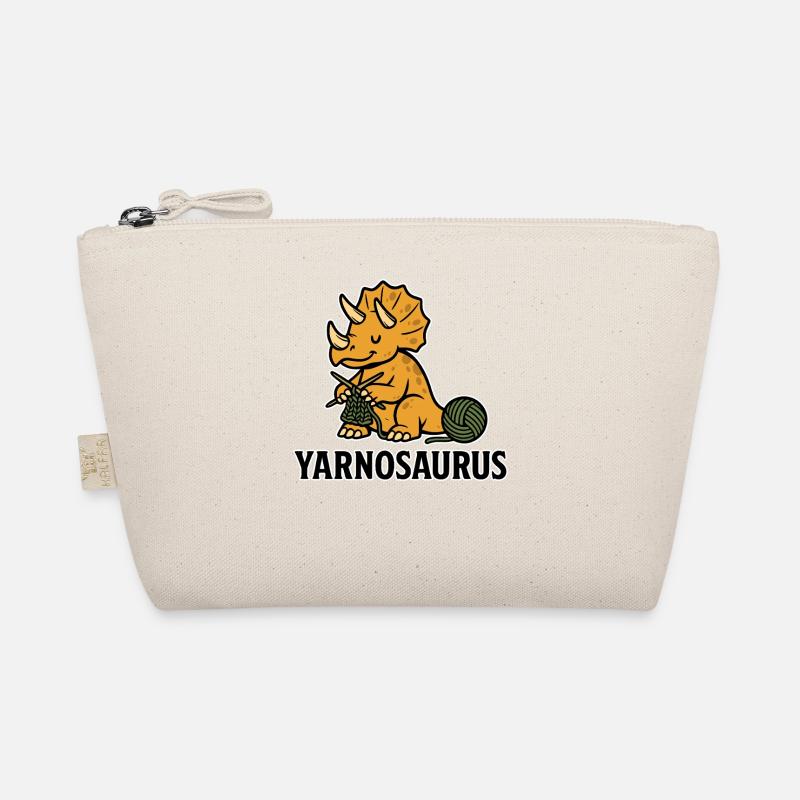 Yarnosaurus beim Stricken Bio-Täschchen