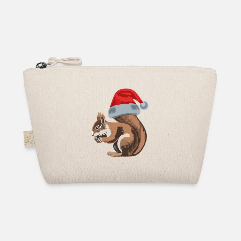 Cute squirrel with Santa hat Bio-Täschchen
