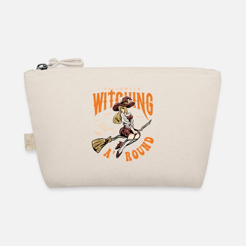 Halloween witch on broom druid style Organic Pouch