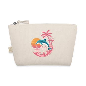 Delfin und Palmen Sonnenuntergang Design - Bio-Täschchen - Natur - Vorne