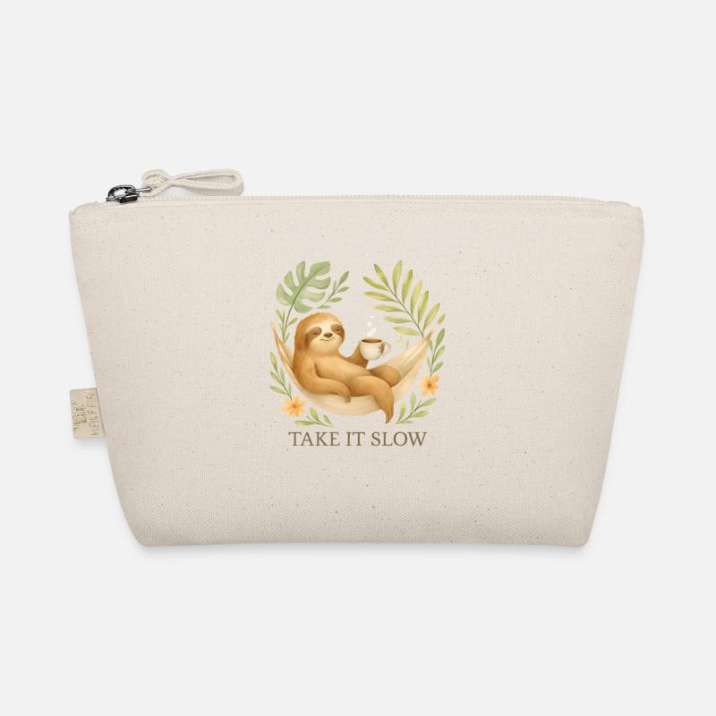  Take It Slow – Faultier im Boho-Stil - Bio-Täschchen - Natur