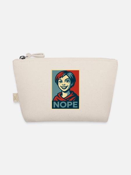 a girl and a  humorous NOPE poster message - Organic Pouch - nature - Front