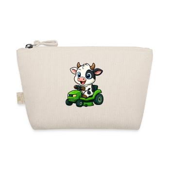 Mignon taureau vache avec tondeuse à gazon dans le dessin animé du jardin - Trousse biologique - nature - Devant