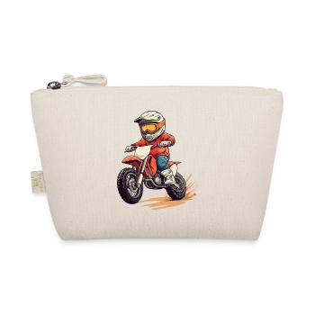 Motorrad fahrendes Kind mit Helm - Bio-Täschchen - Natur - Vorne