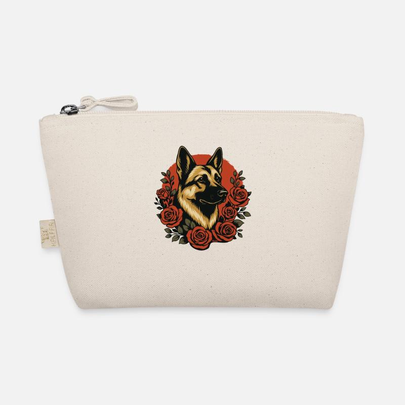 Eleganter Deutscher Schäferhund mit Rosenmotiv Bio-Täschchen