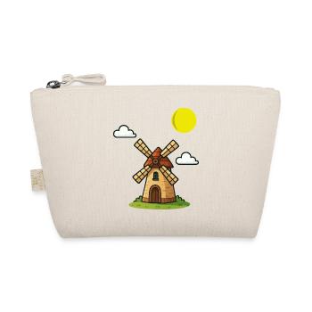Malerischer Windmühlen-Print im Vintage-Stil - Bio-Täschchen - Natur - Vorne