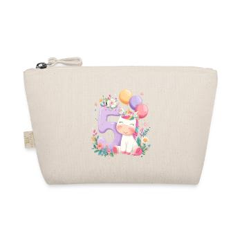 Unicorn Birthday 5 Birthday Number - Organic Pouch - nature - Front