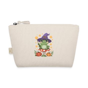 Mignon grenouille sorcière sur champignon avec baguette magique - Trousse biologique - nature - Devant