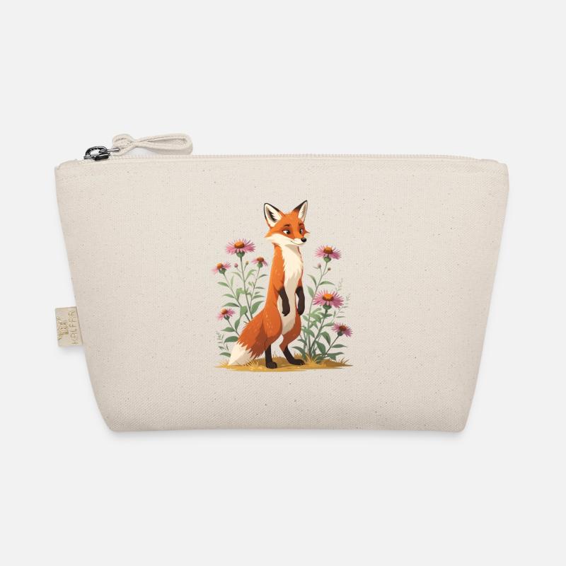 Fuchs mit Blumenmuster Illustration Bio-Täschchen
