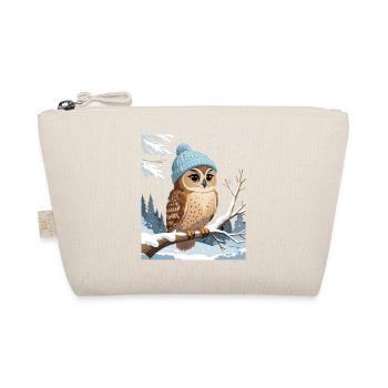 Chouette avec un chapeau d'hiver dans la forêt enneigée - Trousse biologique - nature - Devant