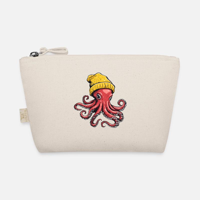 Colorful octopus with hat in street style Organic Pouch