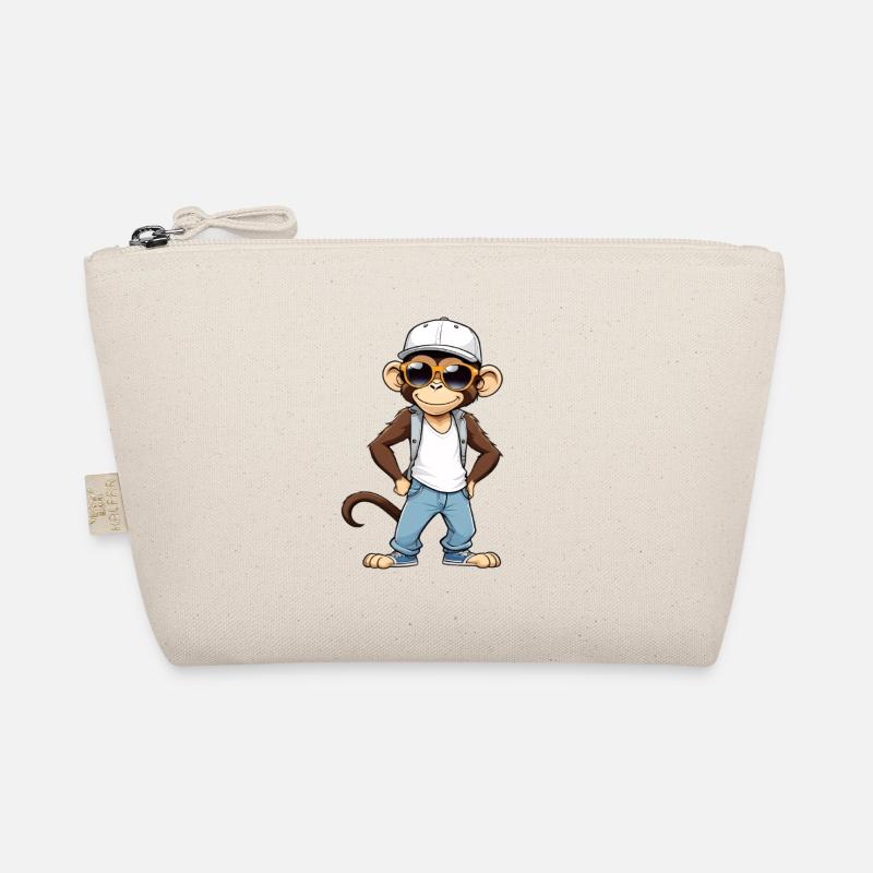 Cool monkey with sunglasses and cap Organic Pouch