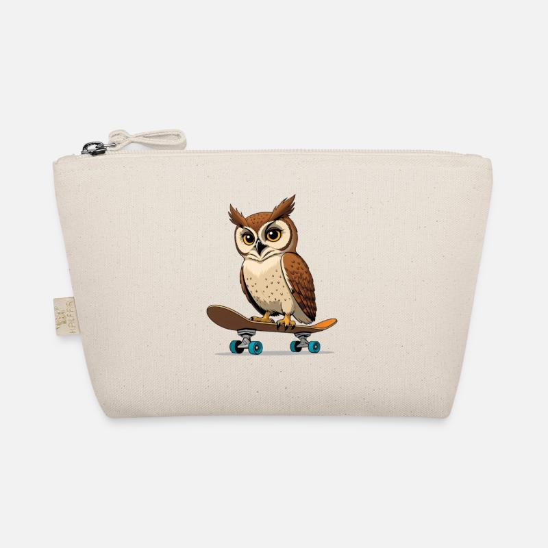 Eule auf Skateboard im Comic-Stil Bio-Täschchen
