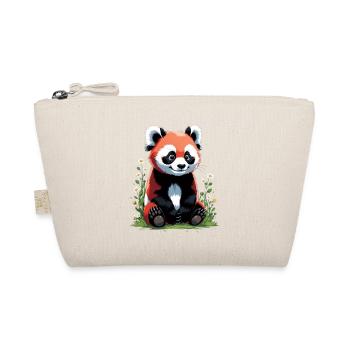 Süßer kleines roter Panda mit Blumen - Bio-Täschchen - Natur - Vorne