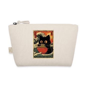 Japan Katze Ramen Nudel Retro Welle Motiv - Bio-Täschchen - Natur - Vorne